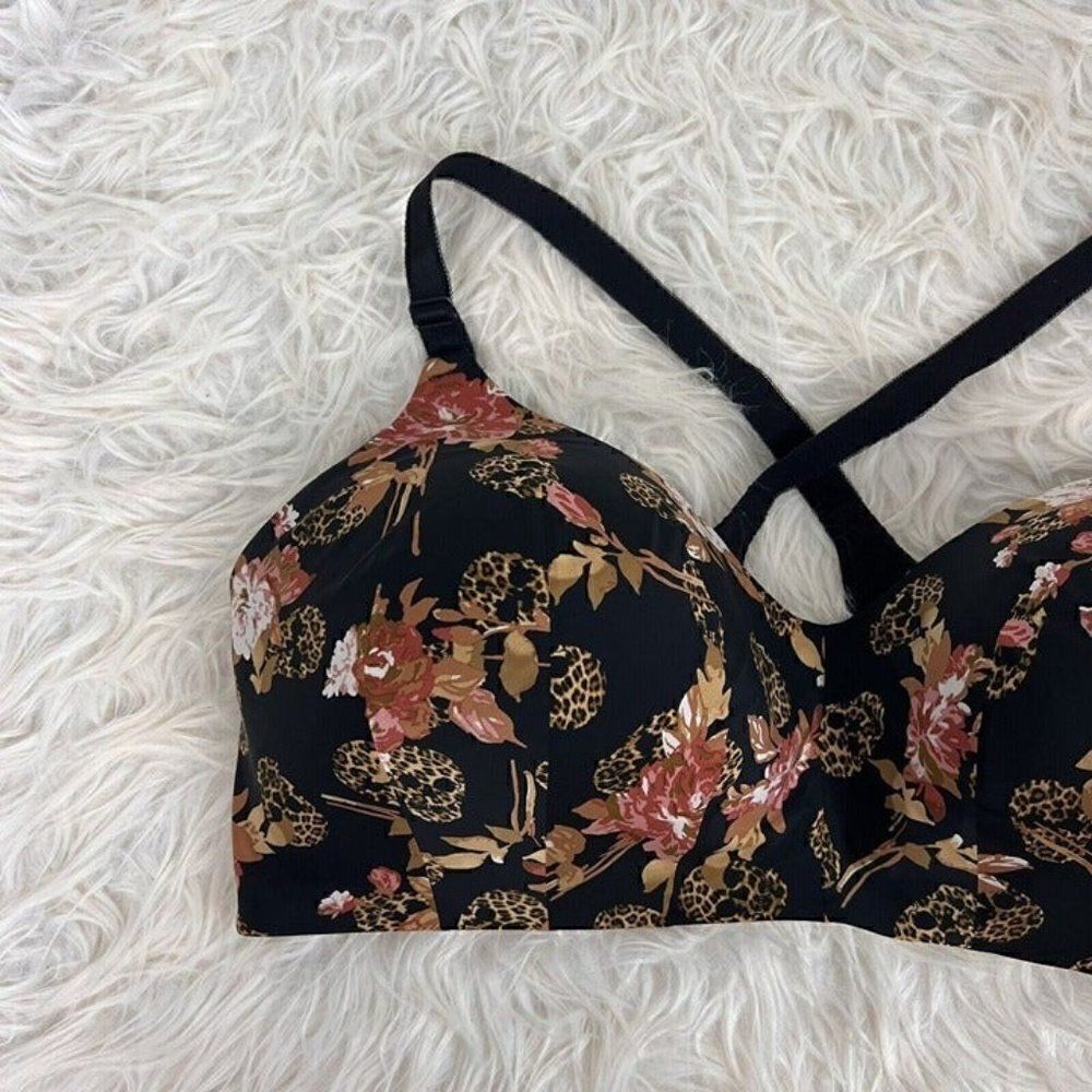 Torrid Wire-Free Lightly Lined Print Racerback Bra 42DDD Cheetah Floral Print - Picture 12 of 12